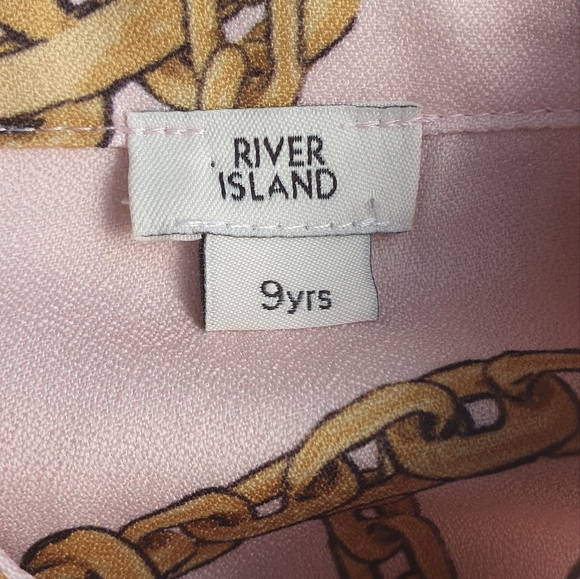 River Island chain print satin shirt dress pale pink 9yrs Ex Con - Picture 5 of 5